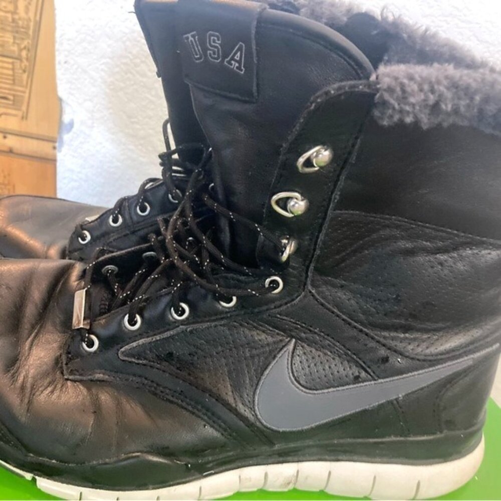 Team USA staff Nike Black and Gray Rain & Snow Boots with Fuzzy Lining